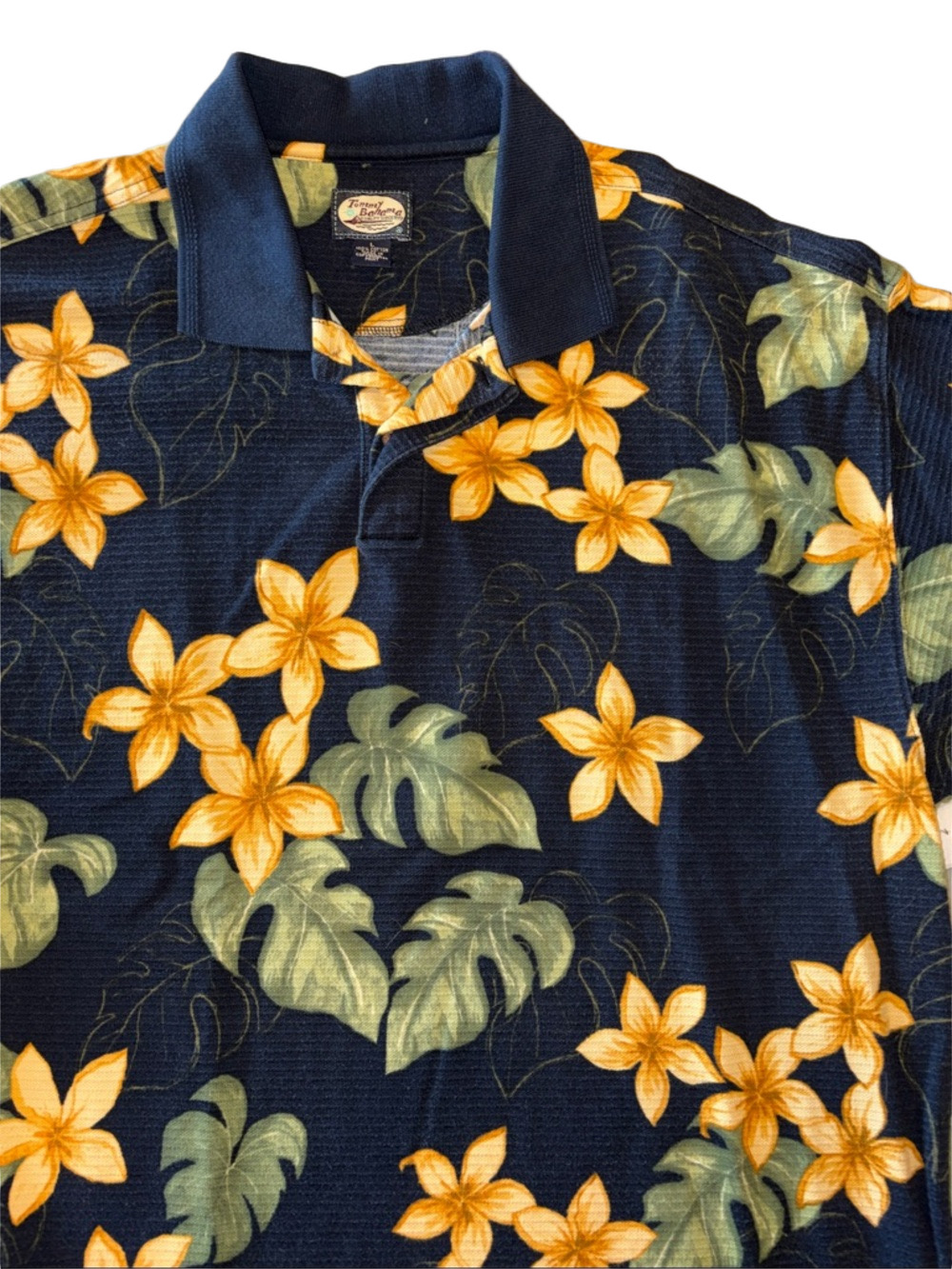 Tommy Bahama Vintage Hawaiian Shirt Mens L Blue Floral Camp Aloha 100% Cotton